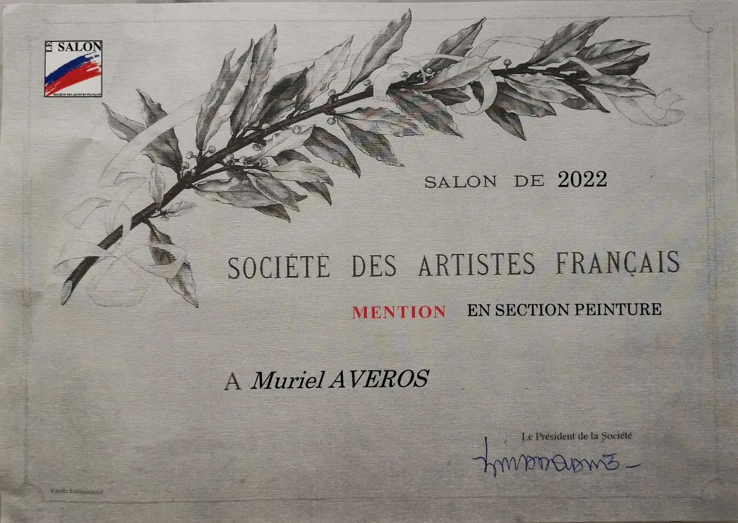 mention section peinture salon des artistes français 2022