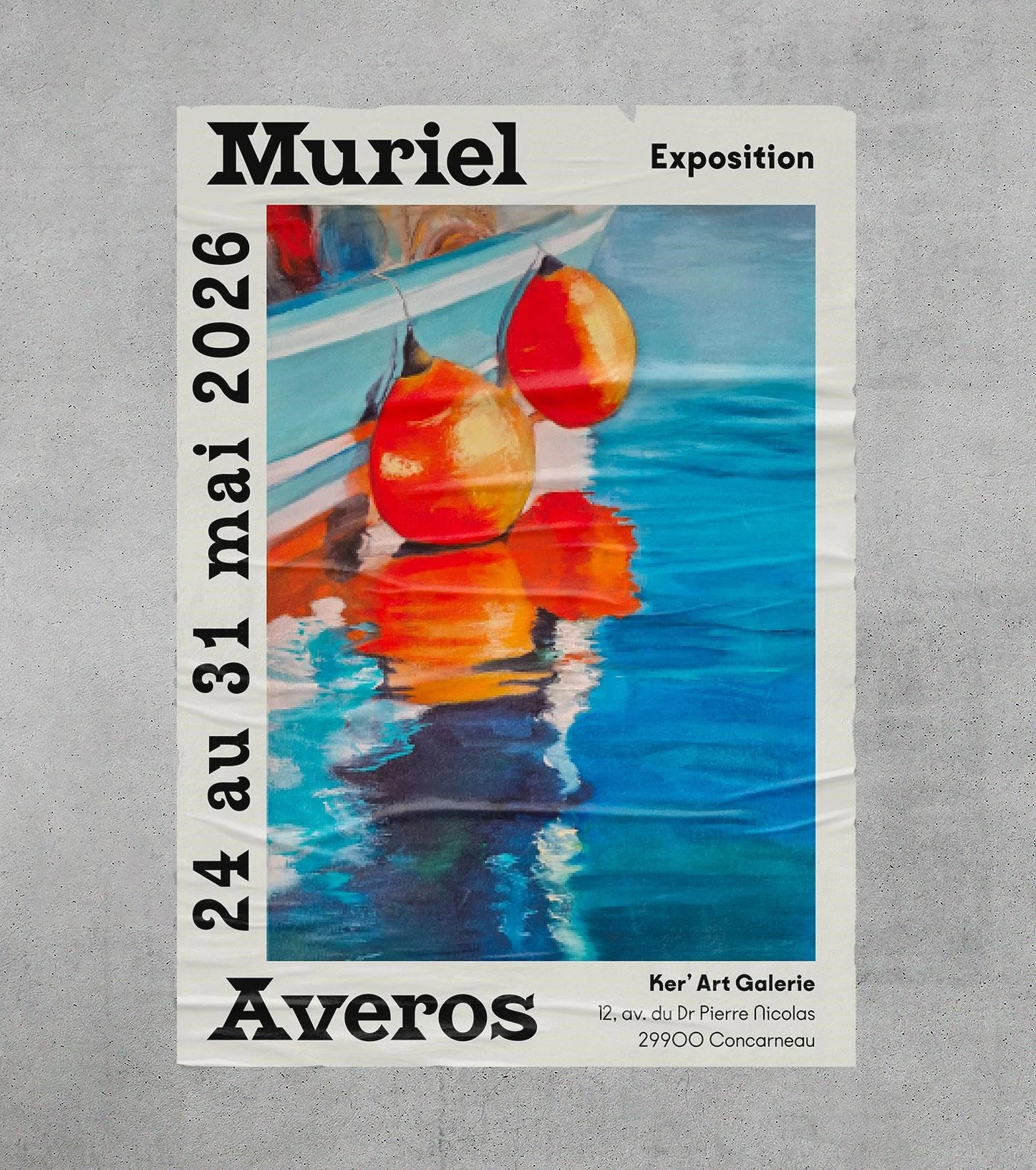 Affiche galerie Ker'Art Concarneau — peintures Muriel Averos mai 2026