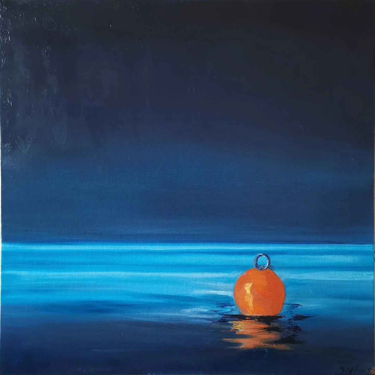 Seul au monde — peinture à l'huile 50×50 cm par Muriel Averos