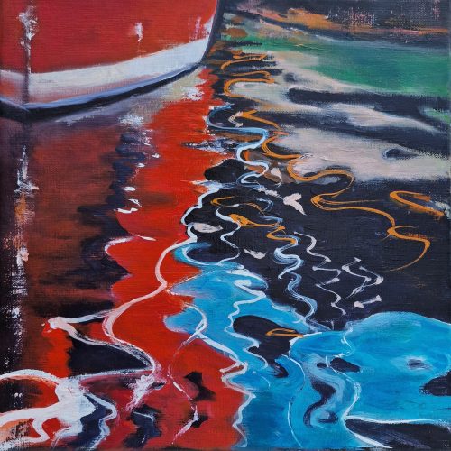 À fleur d'eau.30x30cm ,huile 2025, Muriel Averos