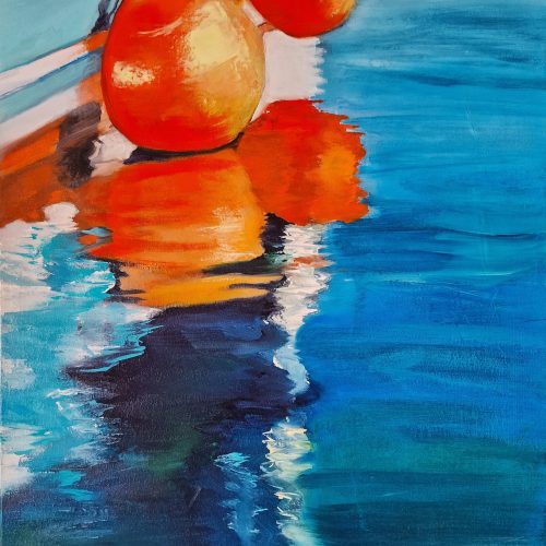 Muriel Averos, Reflets d'escale, huile 45x33 ,10M 2025